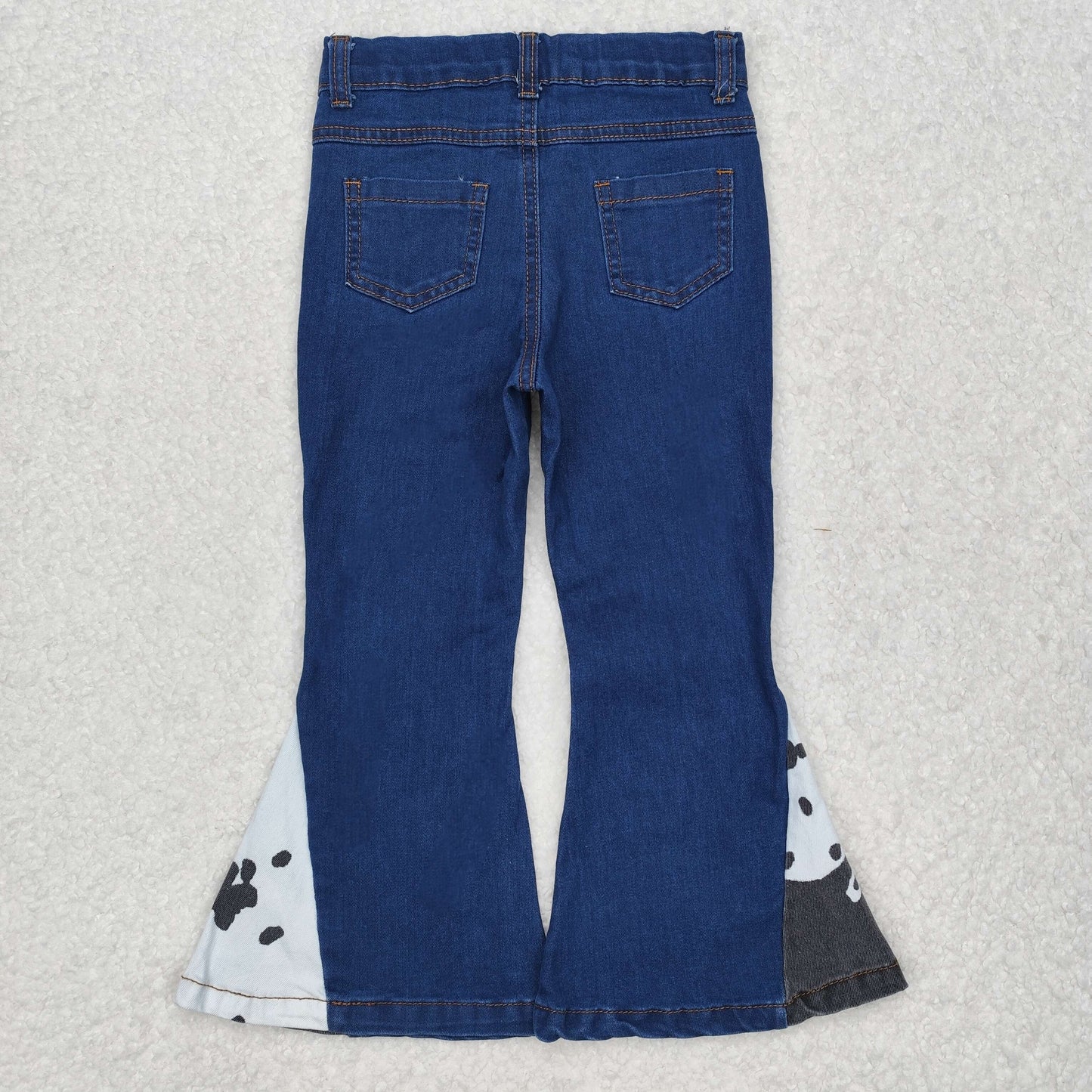 RTS NO MOQ ETA 5/7days Arrived P0304 black and white ink pattern splicing blue bleached denim trousers