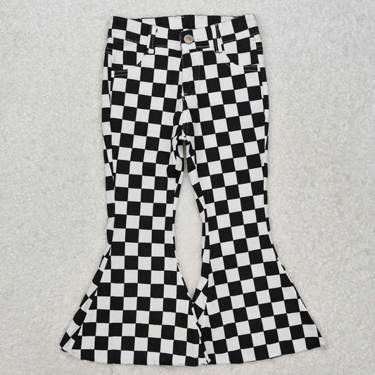RTS NO MOQ（In Stock) P0349 Black and white plaid denim trousers