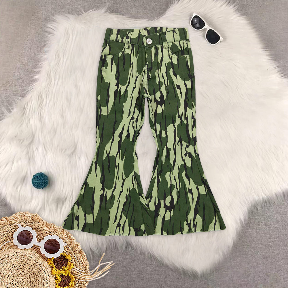 RTS NO MOQ Baby Girls boys Clothes camouflageJeans: Flared & Ripped