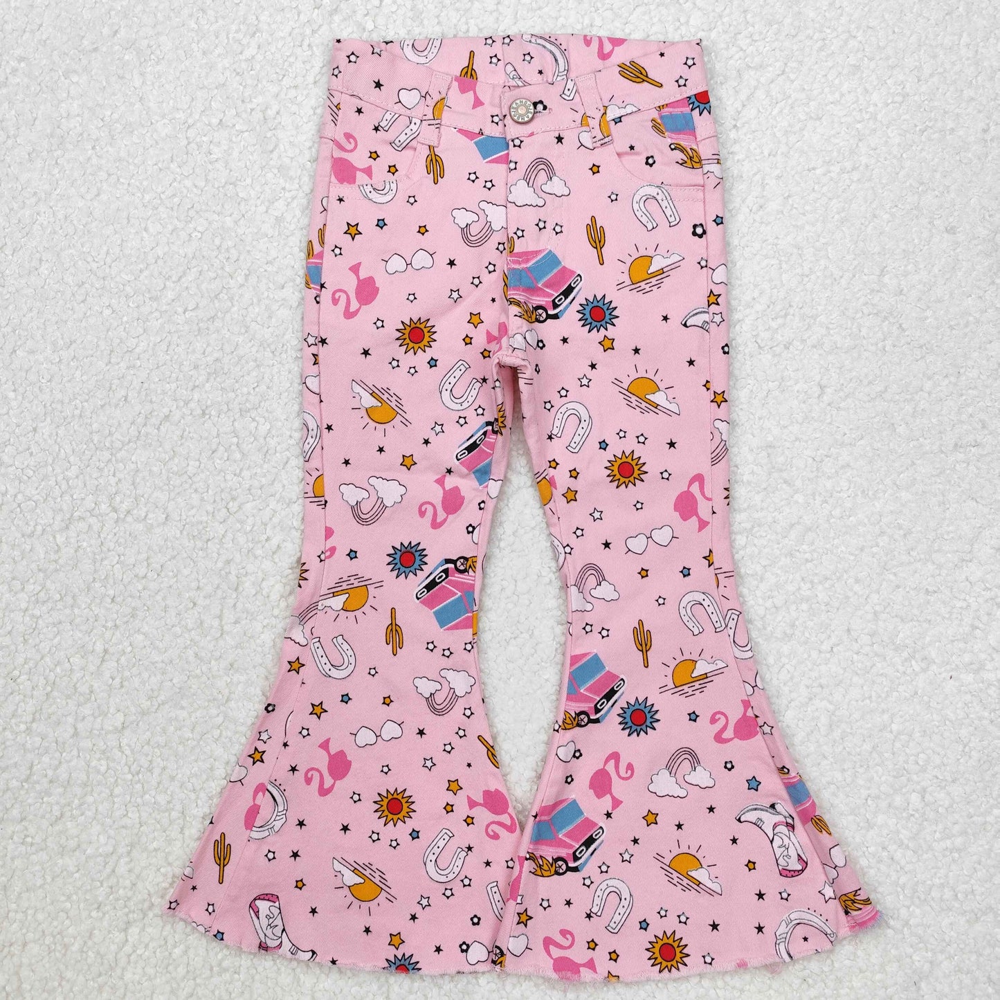 RTS NO MOQ ETA 5/7days Arrived P0407 barbie cactus hat star glasses rainbow pink denim trousers