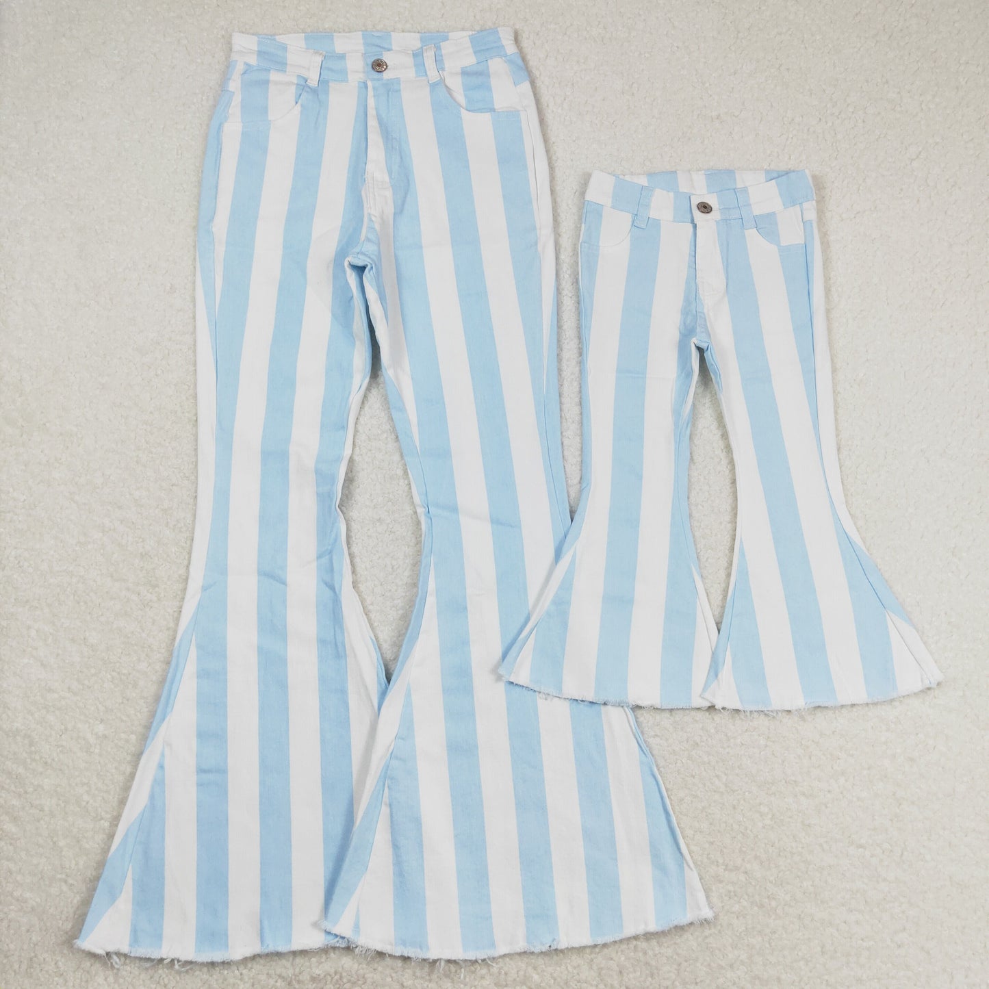 rts no moq P0458 Adult female blue and white striped denim pants