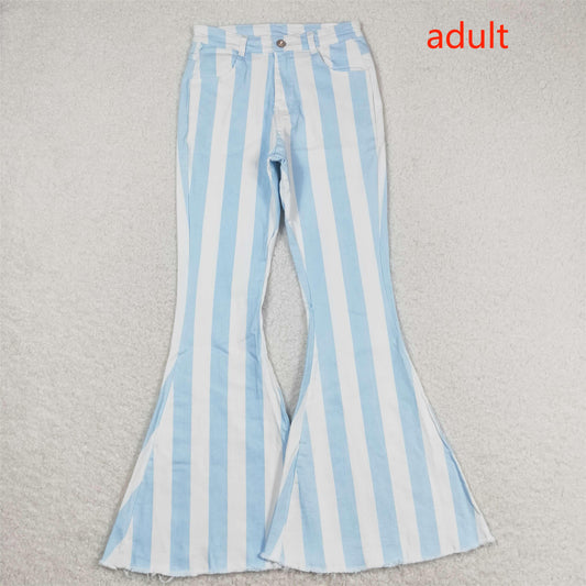 rts no moq P0458 Adult female blue and white striped denim pants