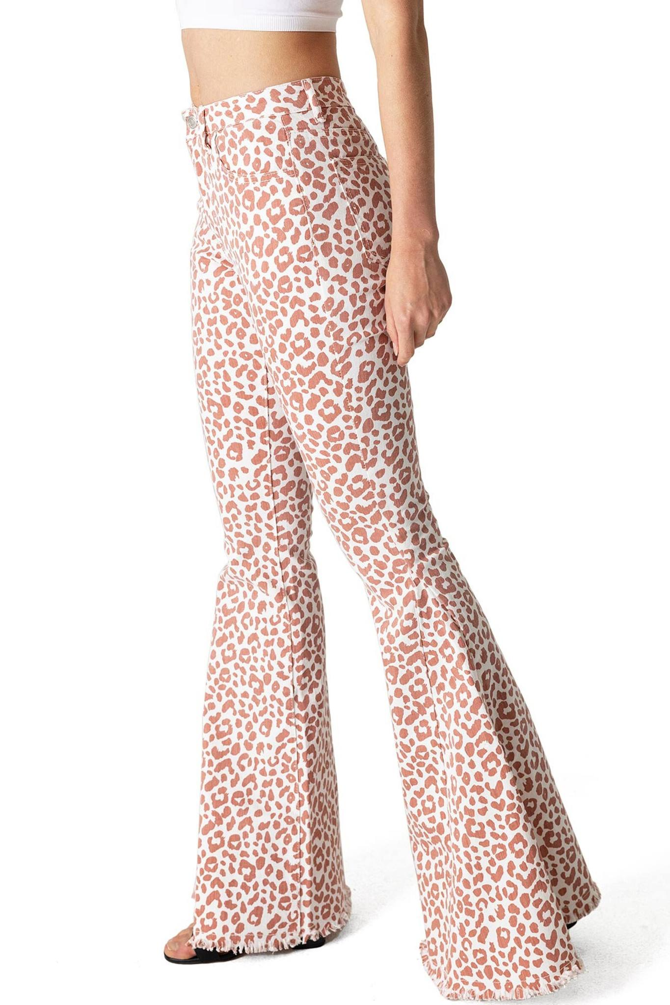 P0459 adult clothes leopard print adult womens bell bottoms pant jeans pant