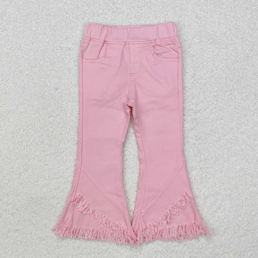 RTS NO MOQ ETA 5/7days Arrived P0463 pink tassel elastic waist denim pants