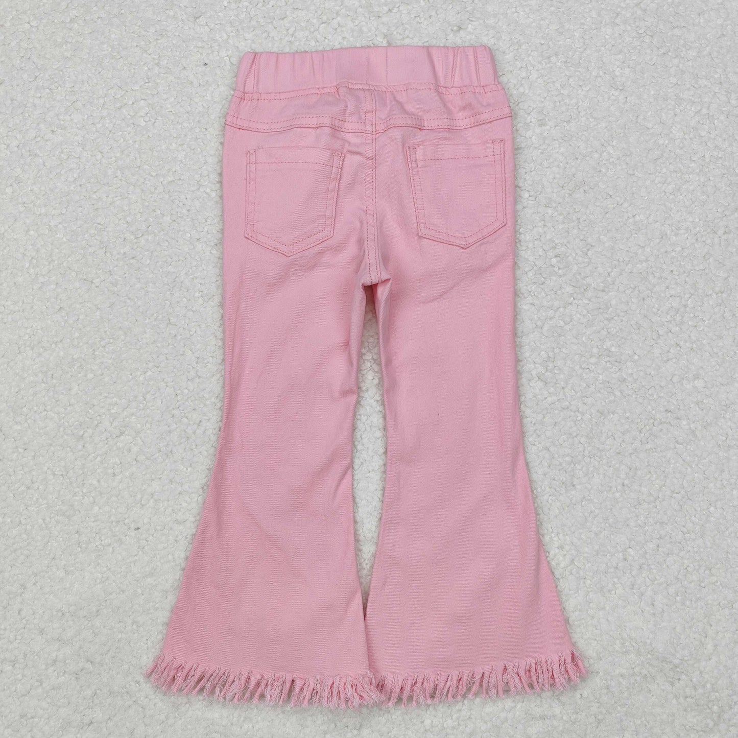 RTS NO MOQ ETA 5/7days Arrived P0463 pink tassel elastic waist denim pants