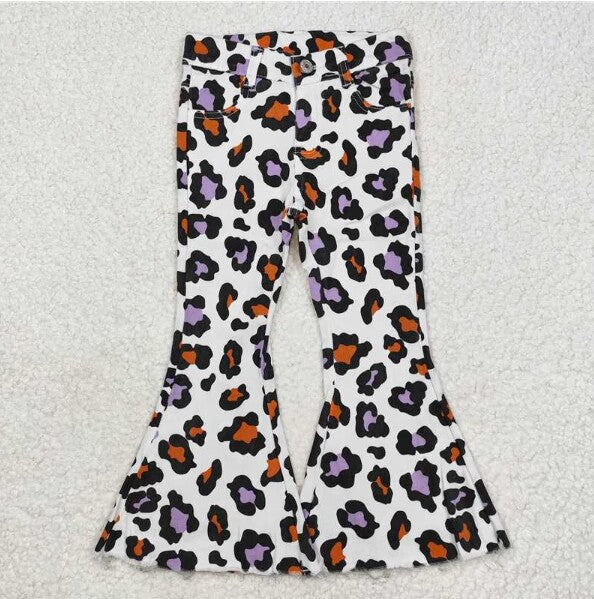 rts no moq P0470 Orange and Purple Leopard Print Denim Pants