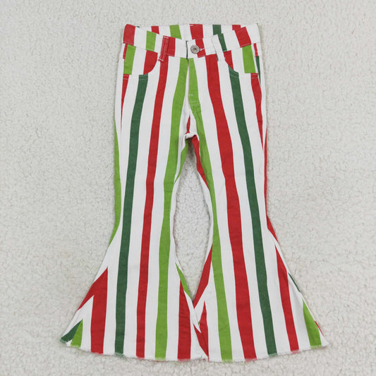 rts no moq P0484 Red and green striped denim pants