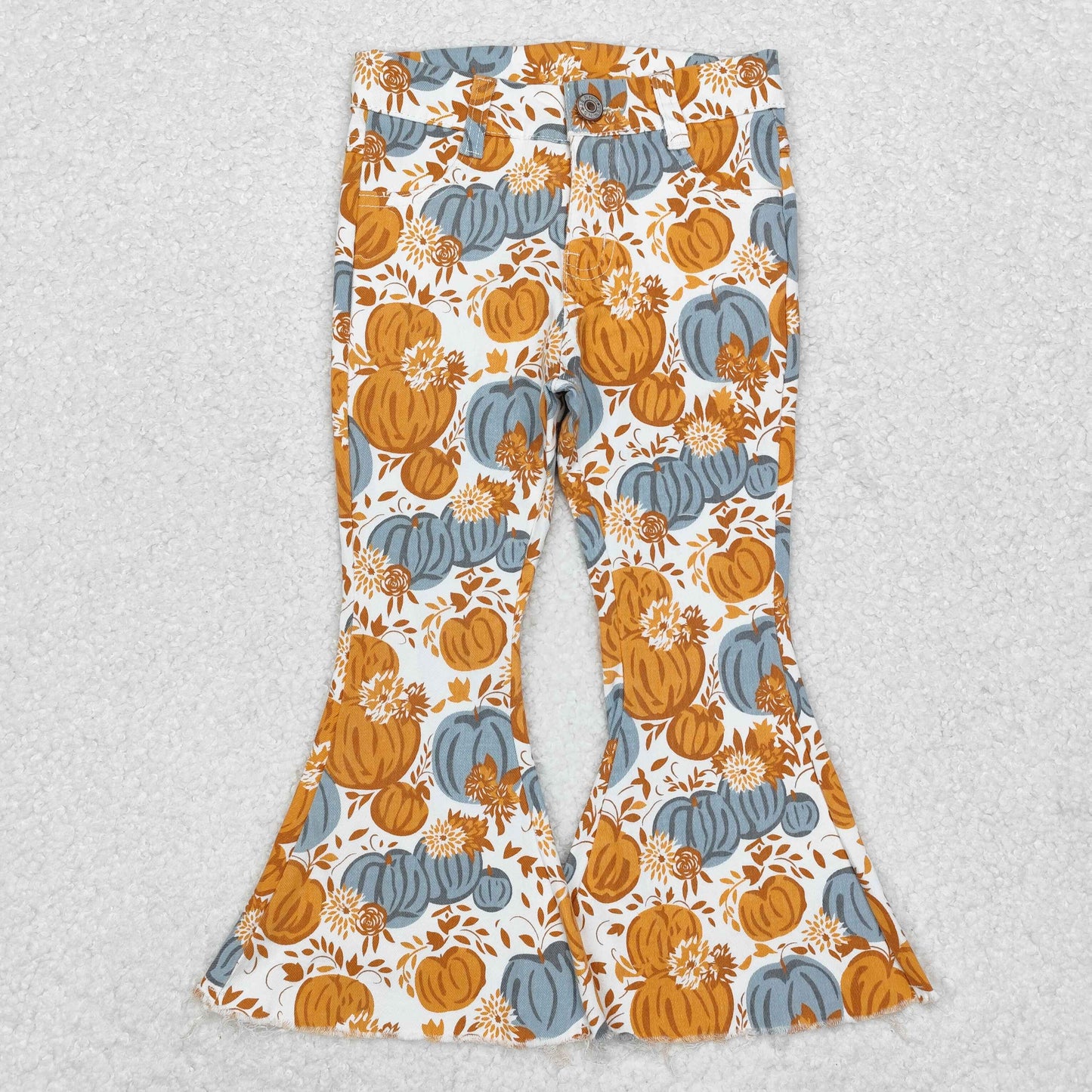 RTS NO MOQ ETA 5/7days Arrived P0487 Pumpkin flower denim trousers