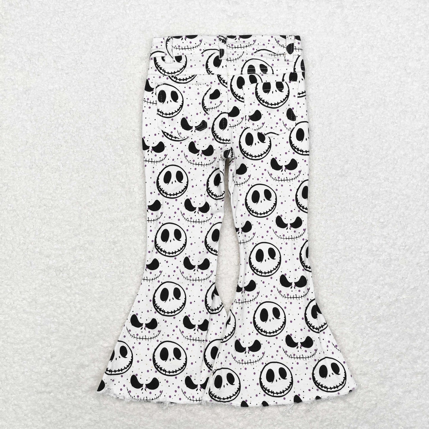 RTS NO MOQ P0488 The Nightmare Before Christmas smiley face white denim trousers