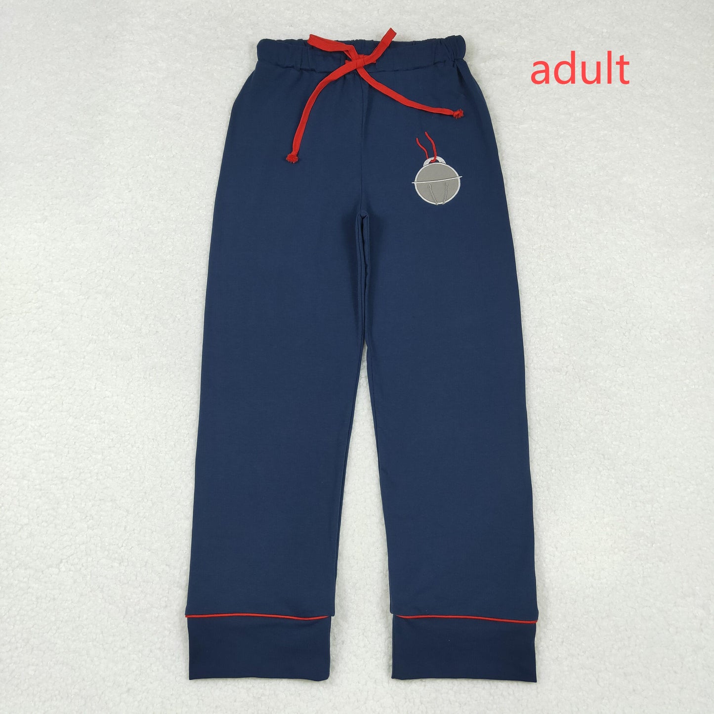 RTS NO MOQ ETA 5/7days arrived P0501 Adult female embroidered Christmas bell navy blue trousers