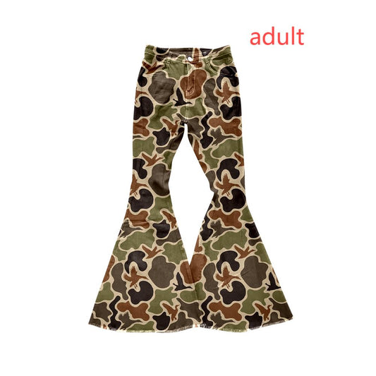 no moq P0530 pre-order adult clothes camouflage brown adult womens bell bottoms pant jeans pant-2024.7.6