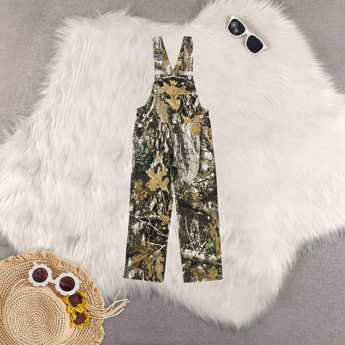 RTS NO MOQ Sibling baby girl clothes cow print camouflage denim overbell