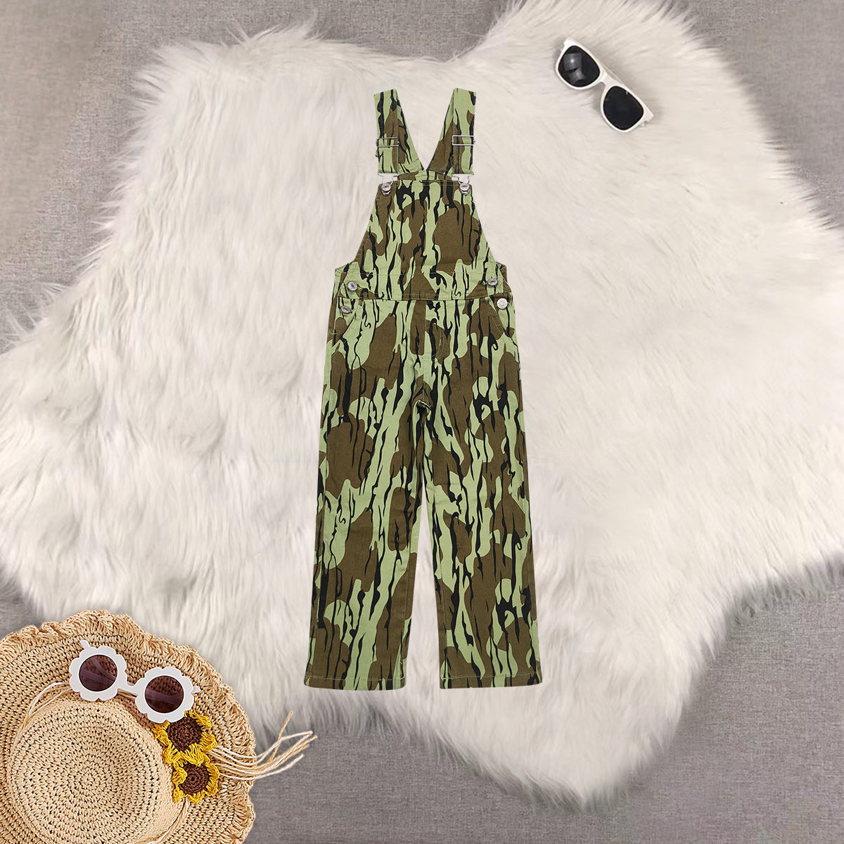 RTS NO MOQ Sibling baby girl clothes cow print camouflage denim overbell