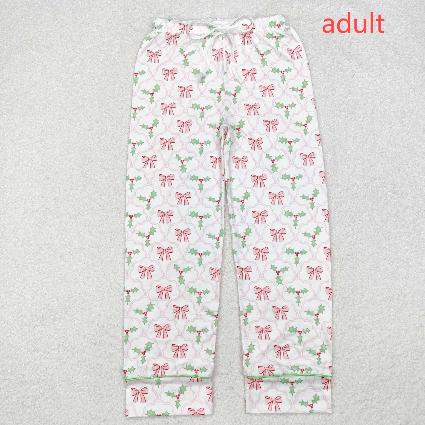 RTS NO MOQ ETA 5/7days arrived P0545 Adult female pink bow pattern leaf trousers