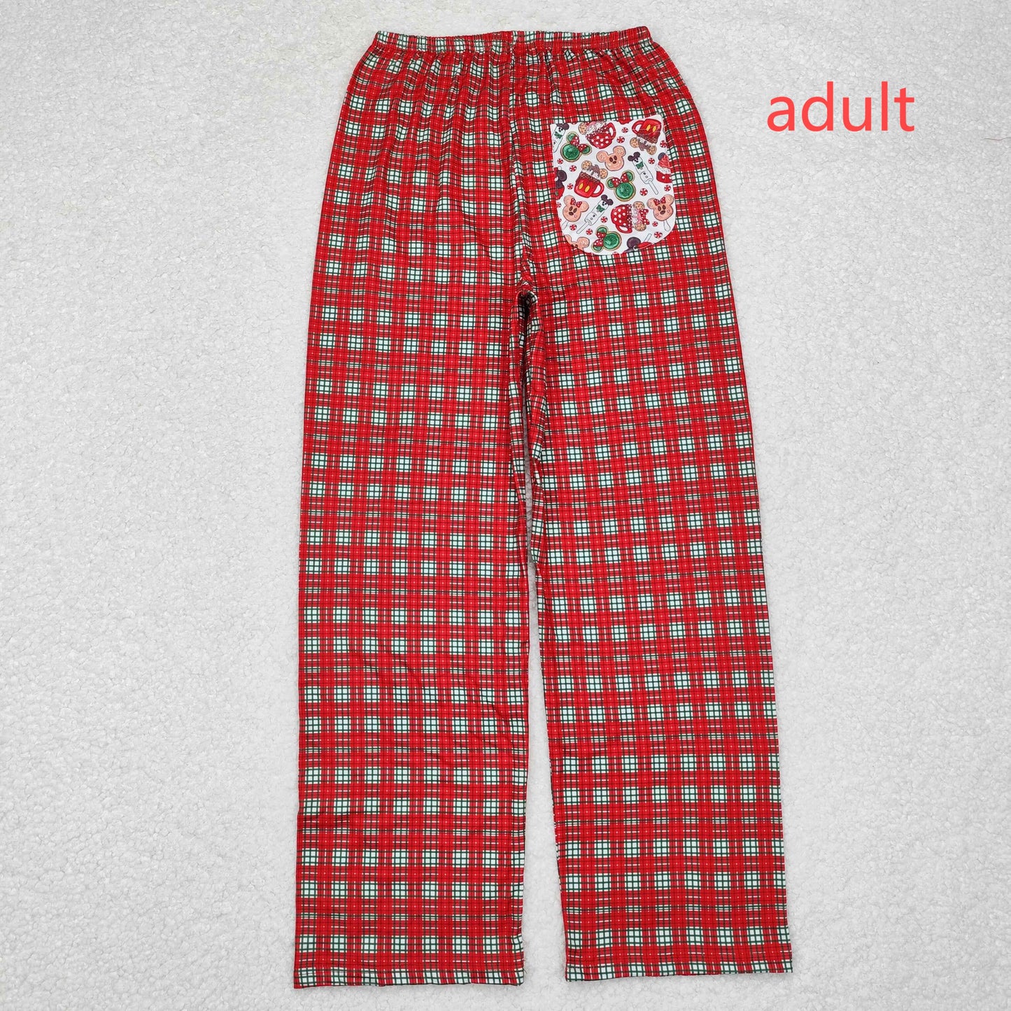 rts no moq P0569 Adult female Christmas Mickey cup plaid trousers