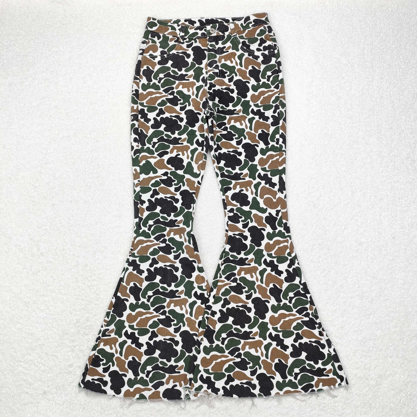 rts no moq P0583 Adult female brown green camouflage beige denim trousers