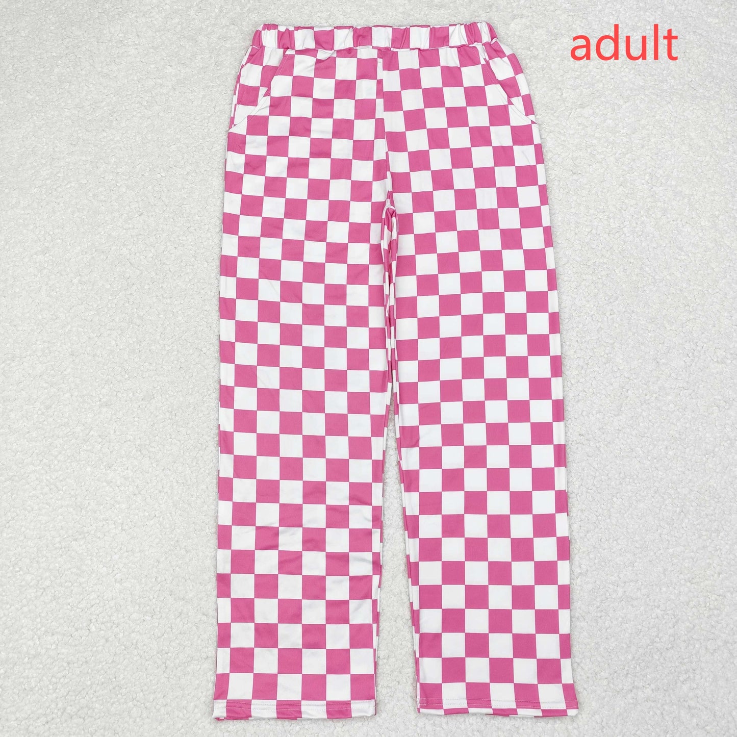 RTS NO MOQ ETA 5/7days arrived P0648 Adult female pink and white plaid trousers