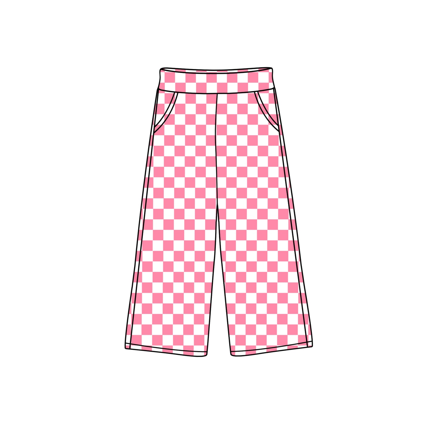 no moq P0694 pre-order baby girls clothes pink and white plaid long pants-2024.10.10