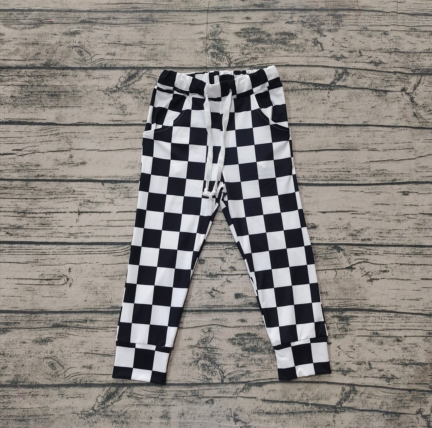 no moq P0699 pre-order baby girls clothes black and white plaid long pants