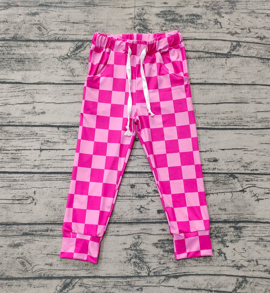 no moq P0700 pre-order baby girls clothes pink and white plaid long pants