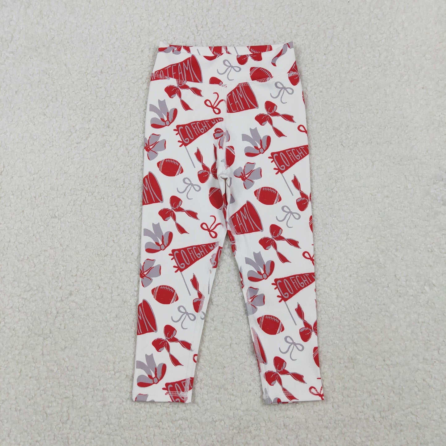 RTS NO MOQ（In Stock) P0846 Football gray-red flared bow pattern yoga pants