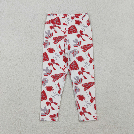 RTS NO MOQ（In Stock) P0846 Football gray-red flared bow pattern yoga pants