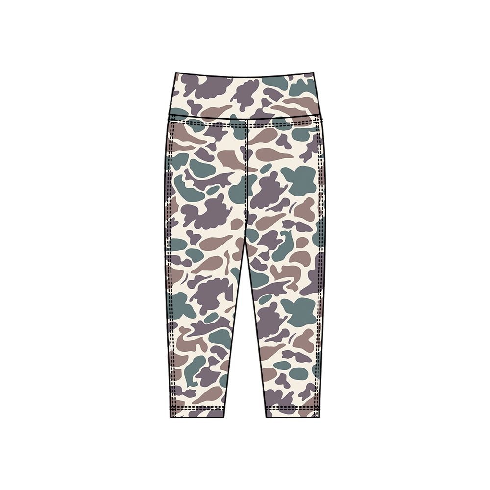 (Pre Order) No moq P0911 pre-order toddler girl clothes yoga camouflage long pant-2025.10.15