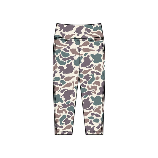 (Pre Order) No moq P0911 pre-order toddler girl clothes yoga camouflage long pant-2025.10.15