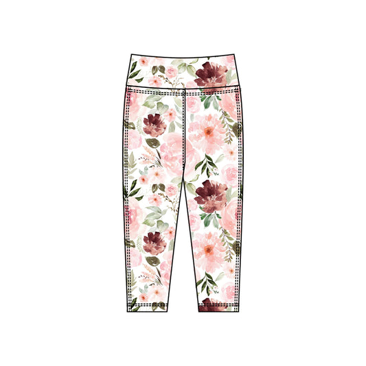 (Pre Order) No moq P0915 pre-order toddler girl clothes yoga floral long pant-2025.10.15