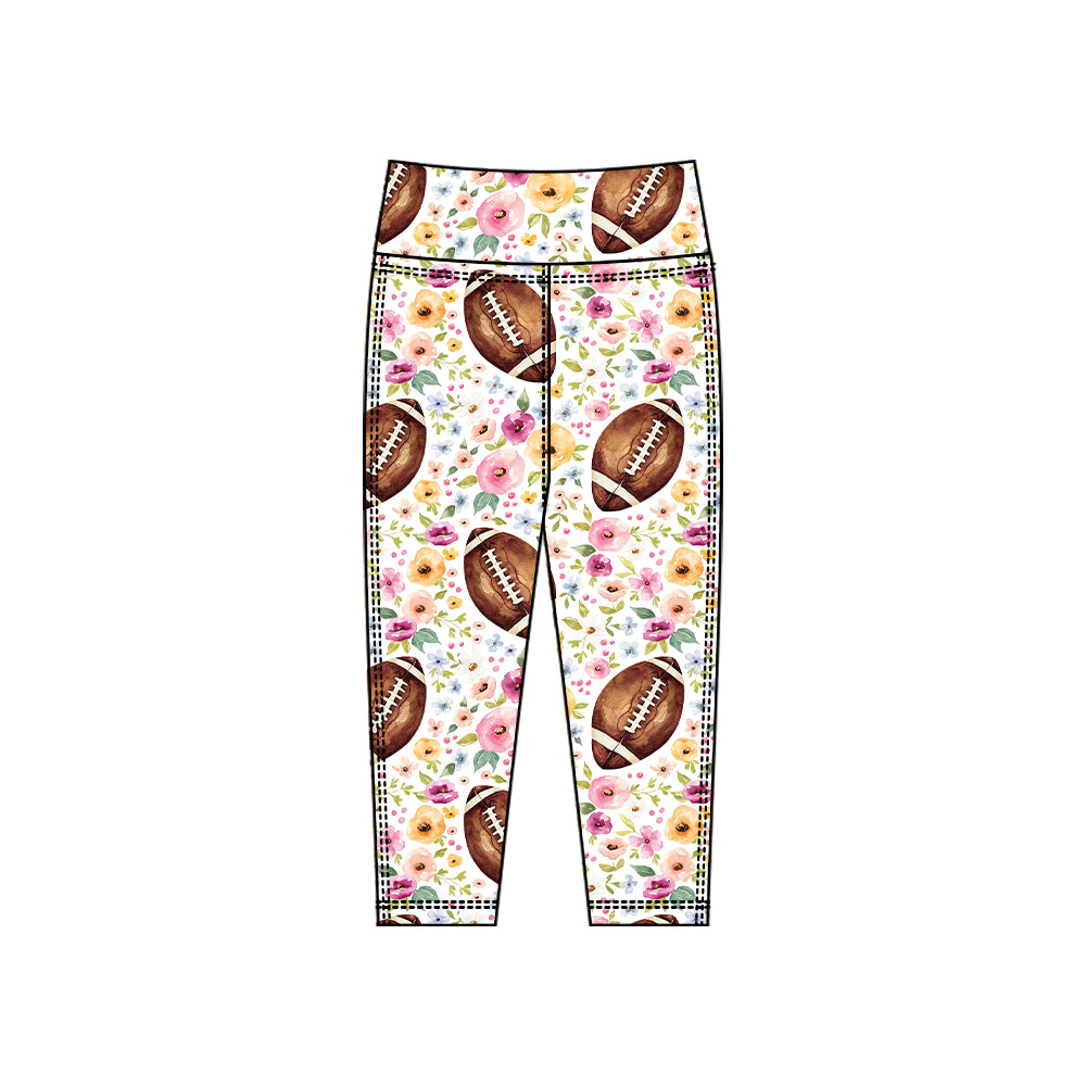 (Pre Order) No moq P0919 pre-order toddler girl clothes yoga rugby floral long pant-2025.10.15