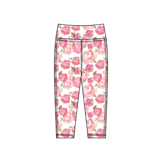 (Pre Order) No moq P0920 pre-order toddler girl clothes yoga floral long pant-2025.10.15
