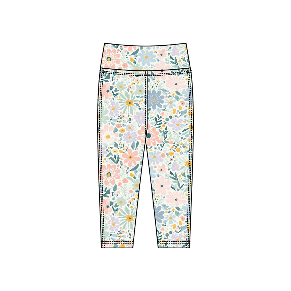 (Pre Order) No moq P0921 pre-order toddler girl clothes yoga floral long pant-2025.10.15