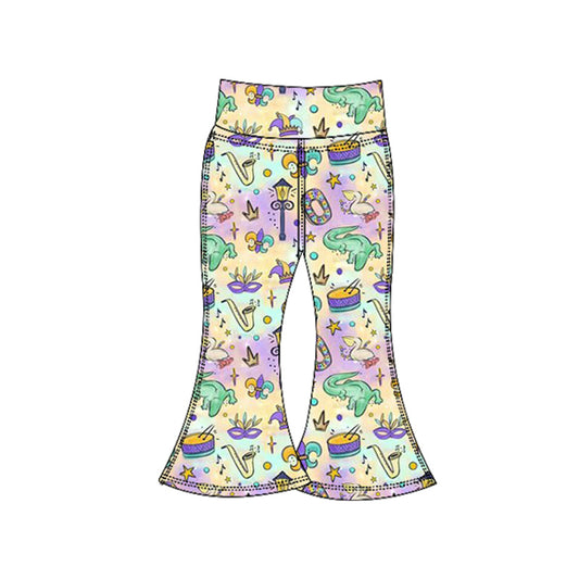 (Pre Order) No moq P0938 pre-order toddler girl clothes yoga mardi gras long pant-2025.10.16