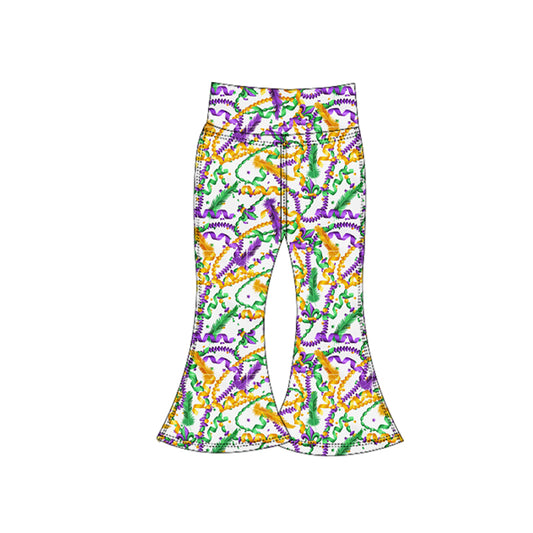 (Pre Order) No moq P0941 pre-order toddler girl clothes yoga mardi gras long pant-2025.10.16