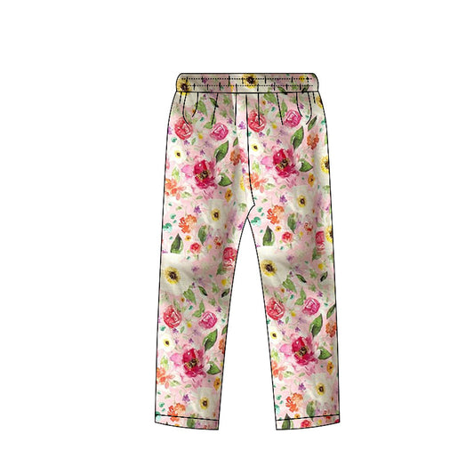 (Pre Order) No moq P0959 pre-order toddler girl clothes floral long pant-2025.11.5