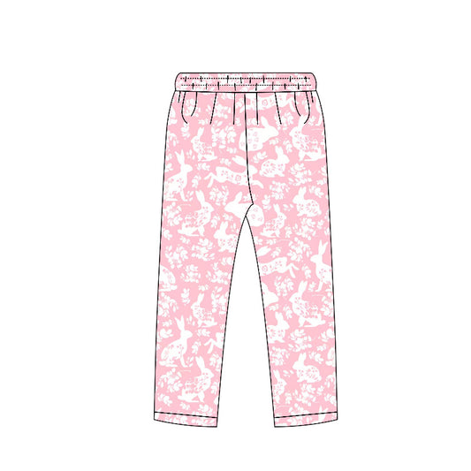 (Pre Order) No moq P0960 pre-order toddler girl clothes bunny floral pink long pant-2025.11.5