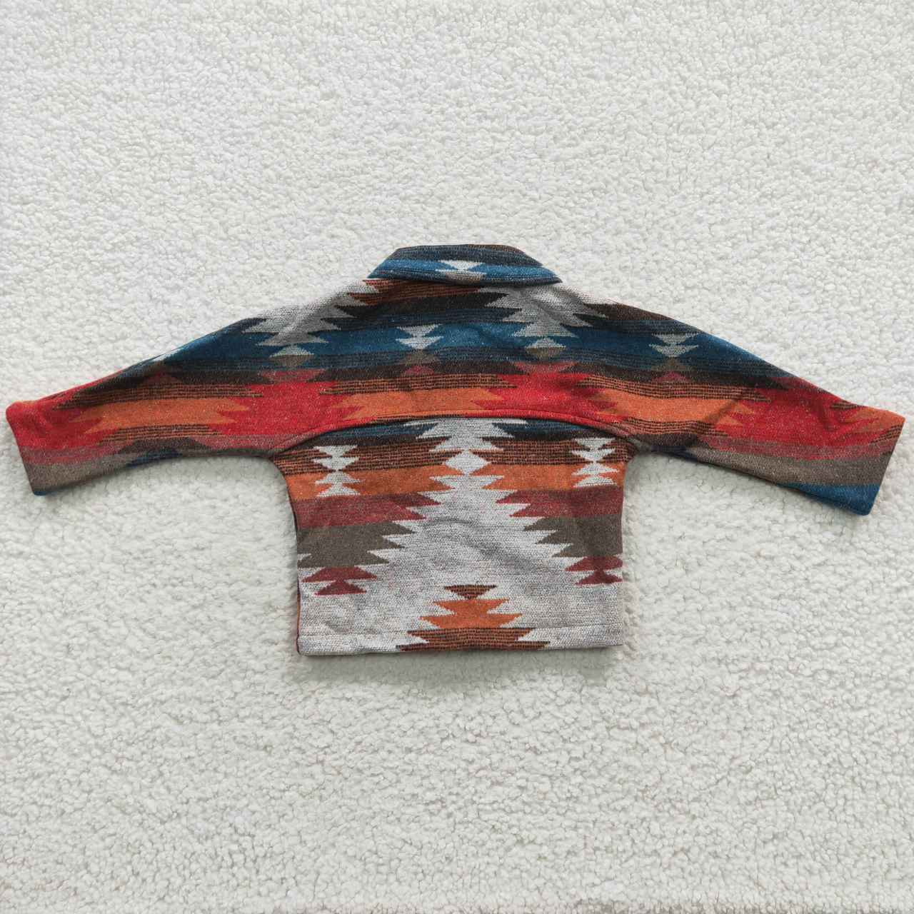 BT0232 Boys Gray Geometric Stripe Long Sleeve Shirt