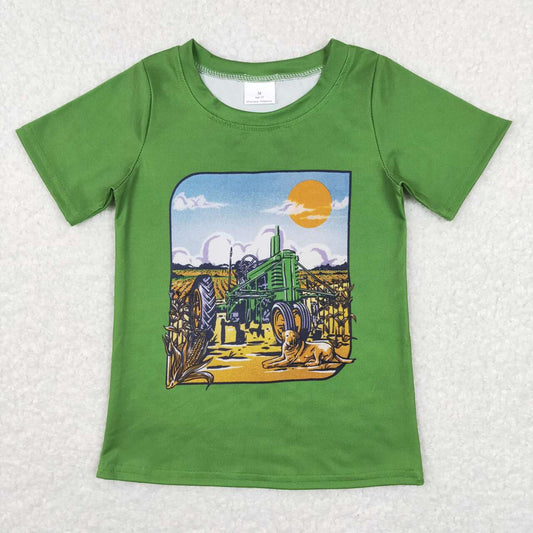 BT0503 Farm tractor green short sleeve top