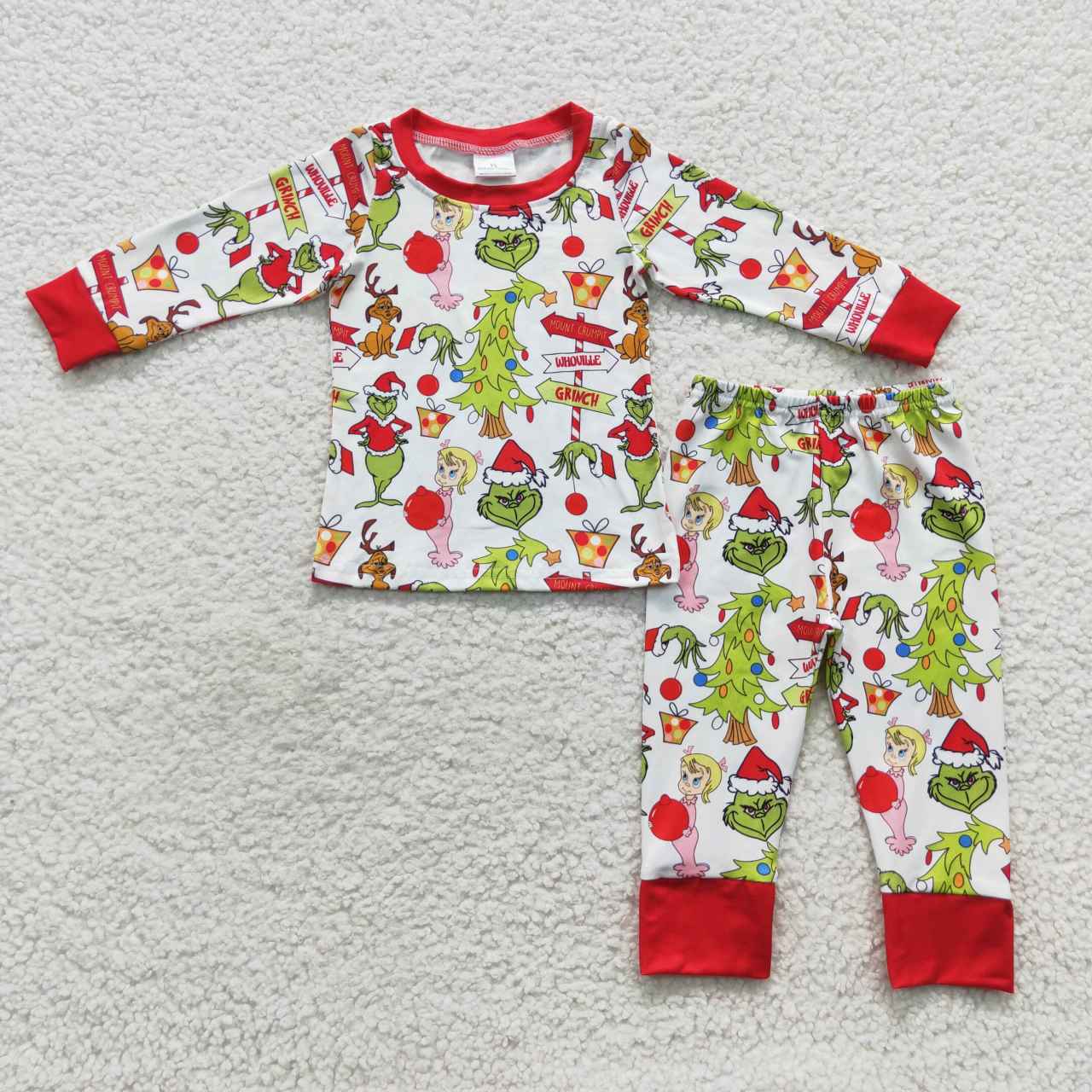 BLP0256 Boys Christmas grinch long sleeve trouser suit