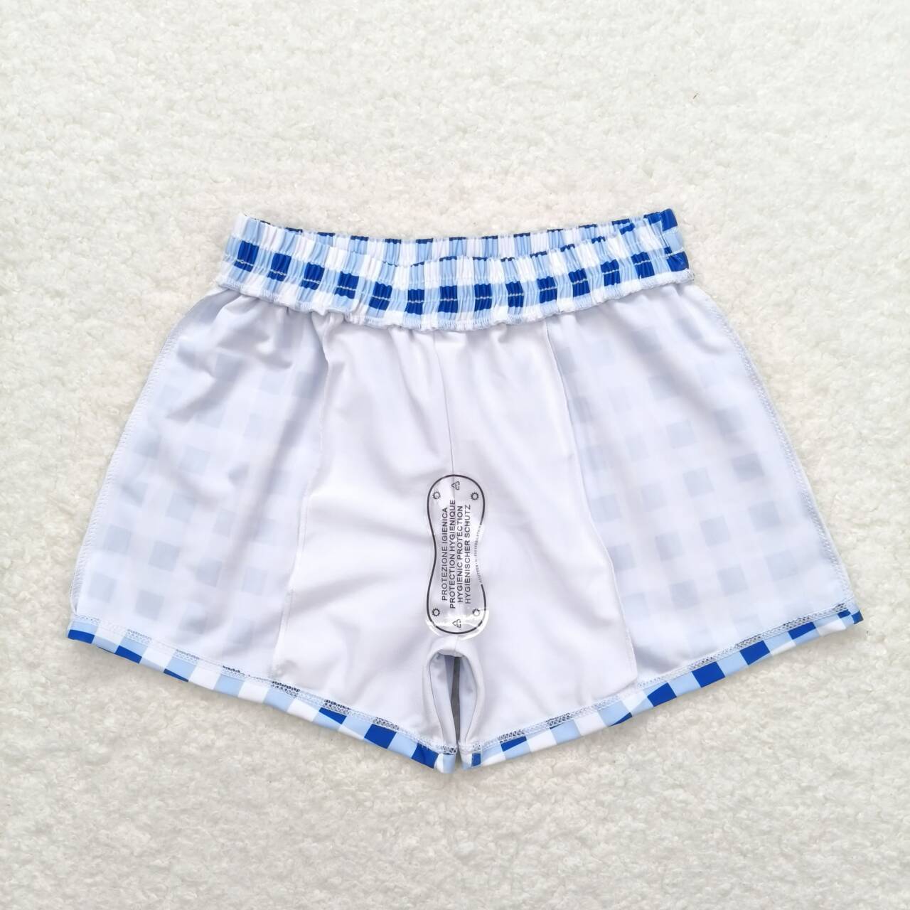 RTS  S0232 Blue and white plaid swimming trunks