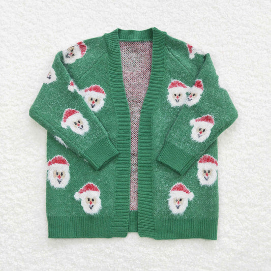 RTS NO MOQ（In Stock) GT0357 Santa green long sleeve sweater cardigan