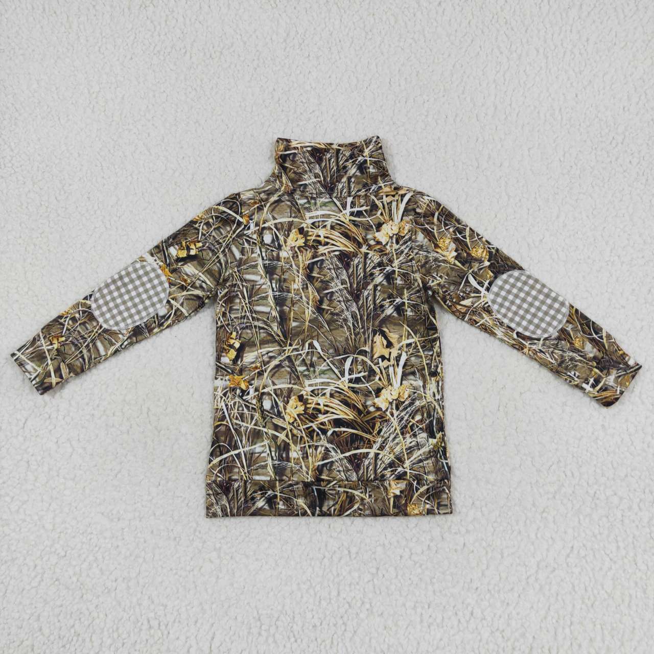 BT0332 Mallard Straw Camouflage Zip Long Sleeve Top