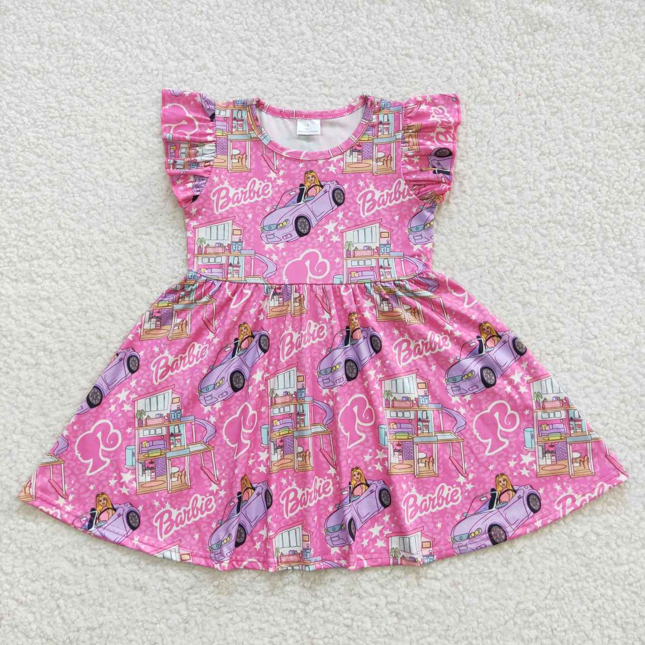 GSD0465 barbie star pink flying sleeve dress