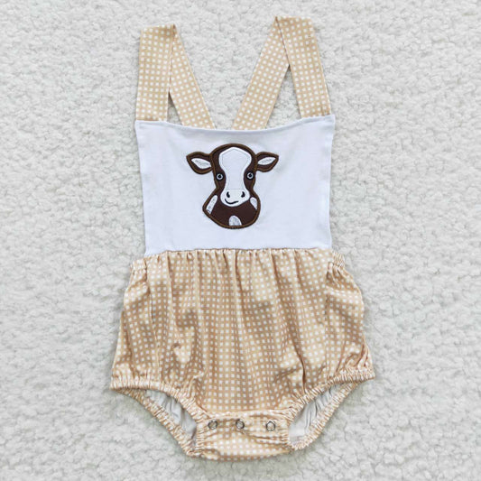 SR0313 Boys Embroidered Cows Pink Tank Top Onesie