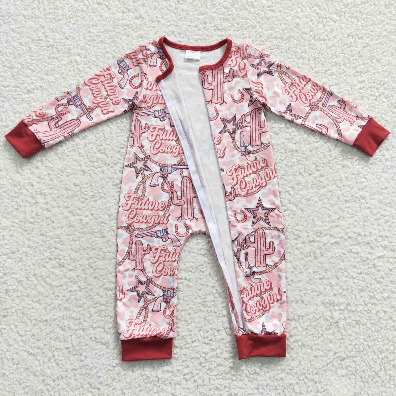 LR0306 future cowgirl cactus star pink zipper long