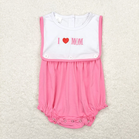 RTS no moq I love mom embroidery I love mom embroidered letters pink vest bubble  Sibling Sister