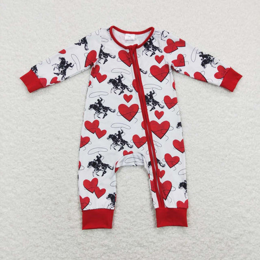 LR0903 Love riding gray red zipper long-sleeved jumpsuit