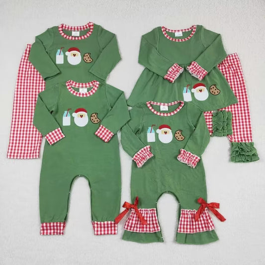 RTSEmbroidery Christmas embroidery Santa Claus  GLP0356  BLP0147 Girls Embroidery Santa Cookies Milk Green