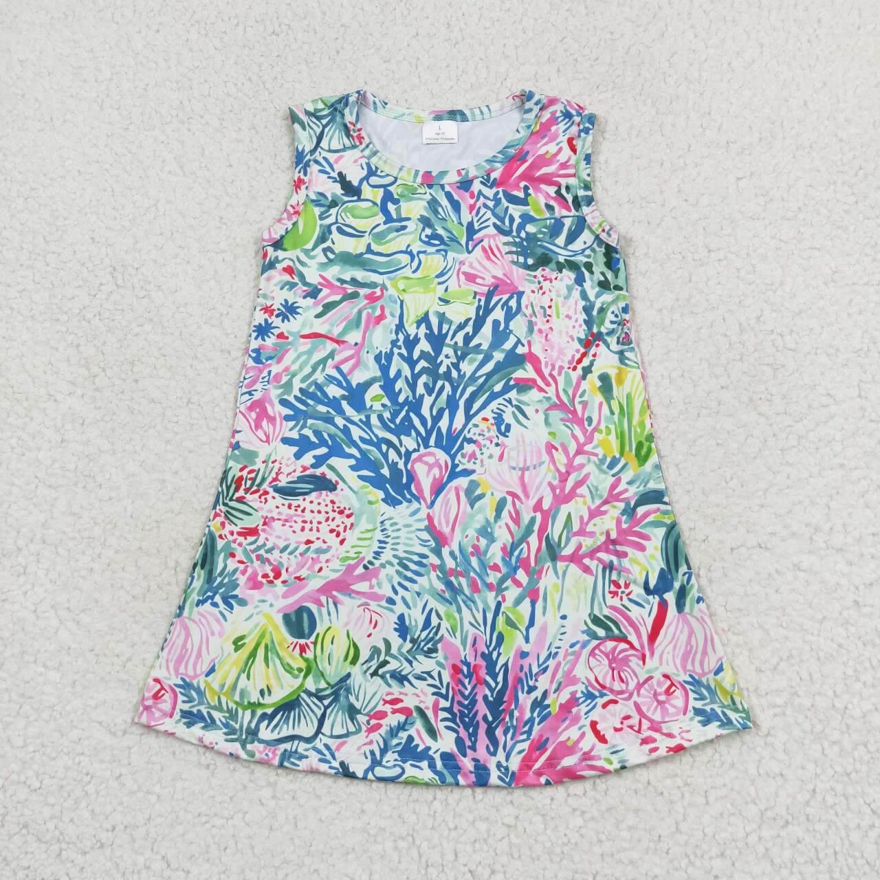 RTS no moq GSD1139 Seaweed pattern sleeveless dress