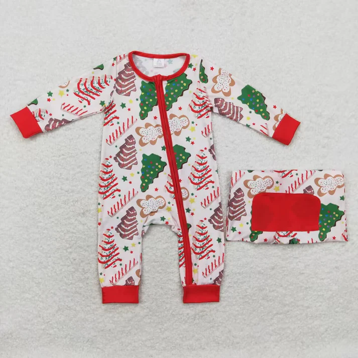 RTS NO MOQ Family Christmas Tree Cake Shirt Pants Bamboo Rompers Pajamas Clothes Sets